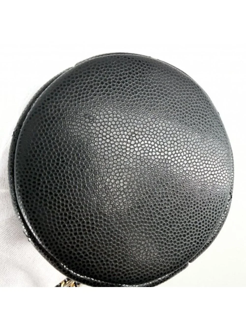 Chanel Shoulder Bag Quilted CC Logo Drawstring Crossbody Caviar Leather Black